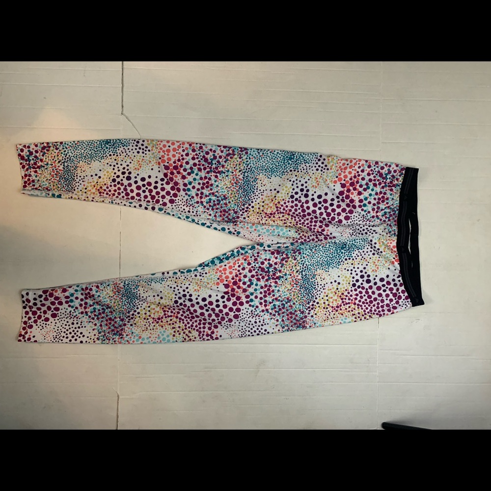 BURTON DRYRIDE STOUT WHITE DOTS PRINT BASE LAYER LEGGINGS SIZE Youth XL